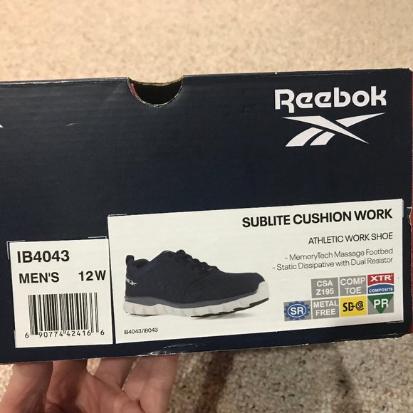 REEBOK Sublite Cushion Work Safety Shoes - Navy Blue Men 12 - CSA Approved - Picture 3 of 10
